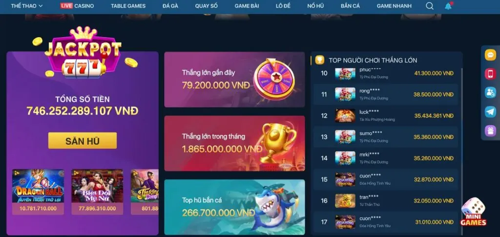 Cá cược trực tiếp 77win khuyến mãi